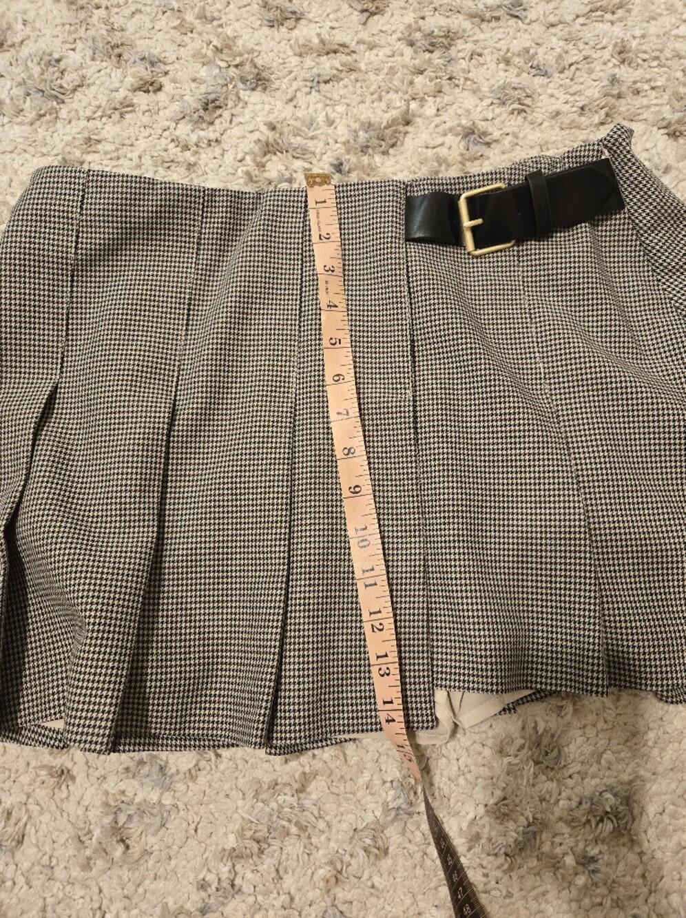Abercrombie & Fitch Hardware Pleated Wrap Mini Skort Houndstooth Size L - Picture 7 of 10